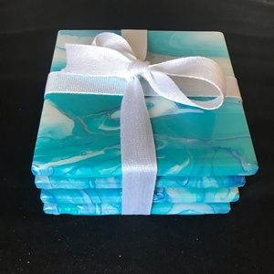 Acrylic flow art tile coasters